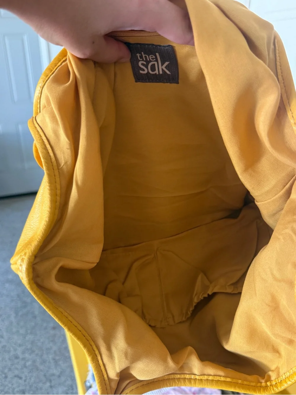 The Sak yellow hobo tote bag GUC cow leather